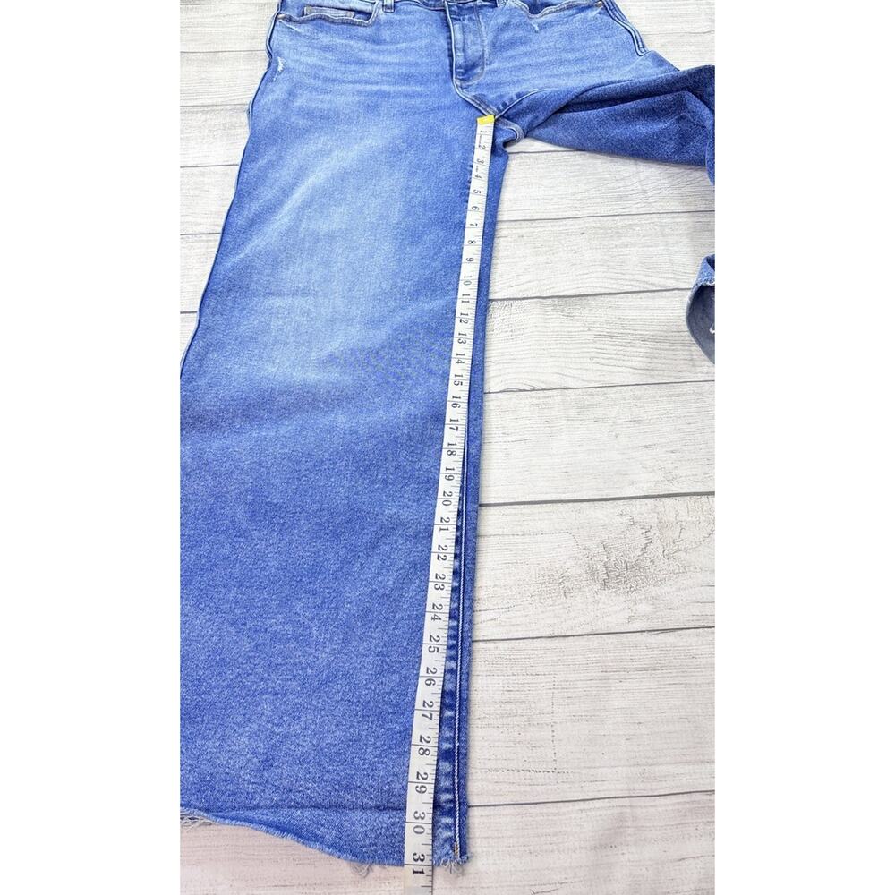 Judy Blue Retro Wide Leg Lightly Distressed Raw Hem Denim Blue Jeans Size 15/32 - Picture 3 of 11